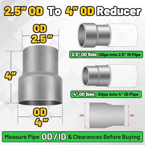 Image of 2.5 inch OD to 4 inch OD Exhaust Adapter Connector Universal, SUS304
