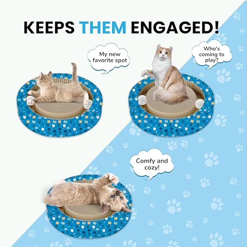 Image of Foodie Puppies Cat Scratching Pad for Cats and Kittens - (Circle Track Scratcher - Small 35.5 x 35.5 x 6.5 cm) | Corrugated Scratcher Cardboard for Cats, Kit for Furniture Protection, Durable Design