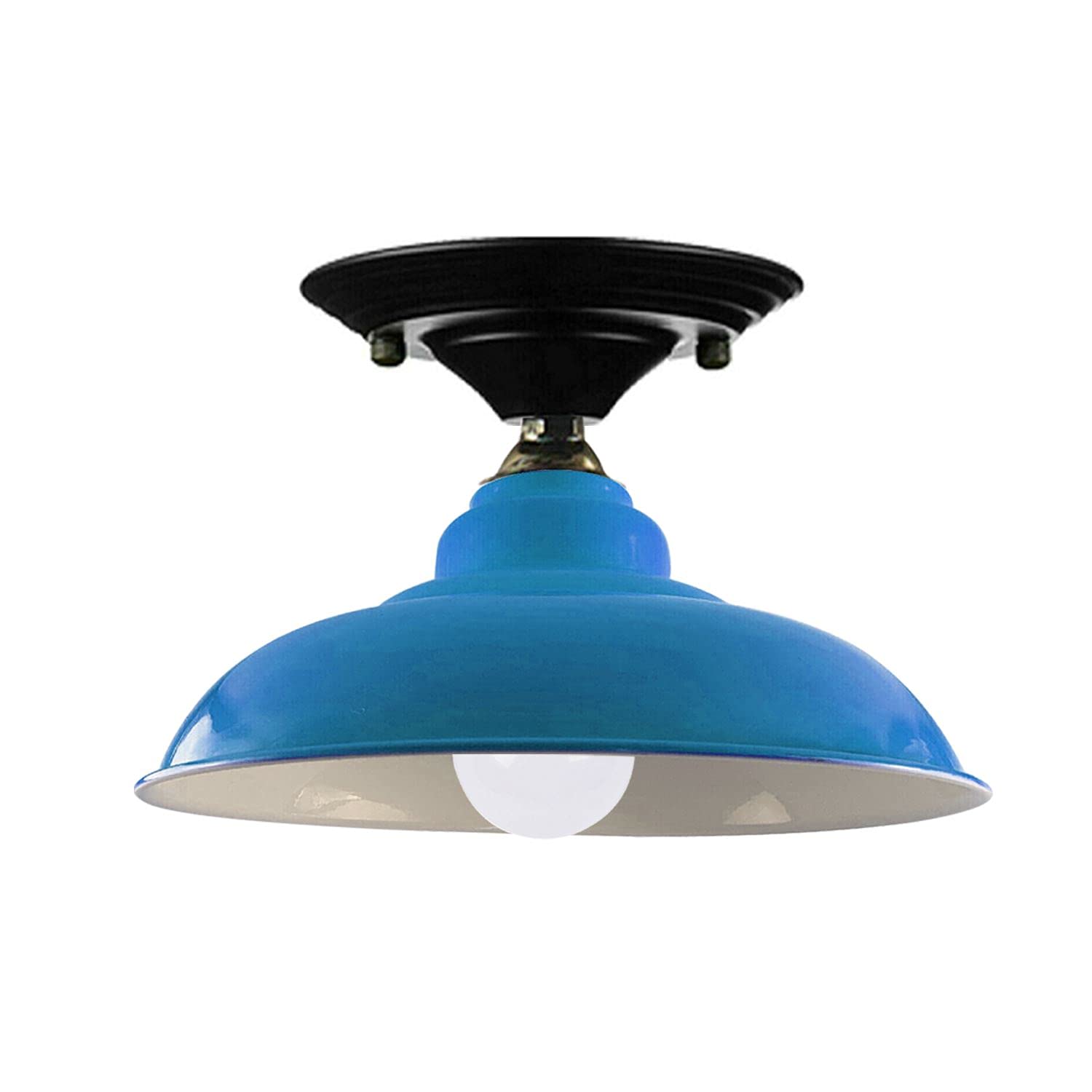 LEDSone 1x Ceiling Light Fitting Flush Mount Ceiling Lights with B22 Base Metal Ceiling Lampshade Light Fittings for Living Room, Bedroom Ceiling, Bedroom Blue with Bulb