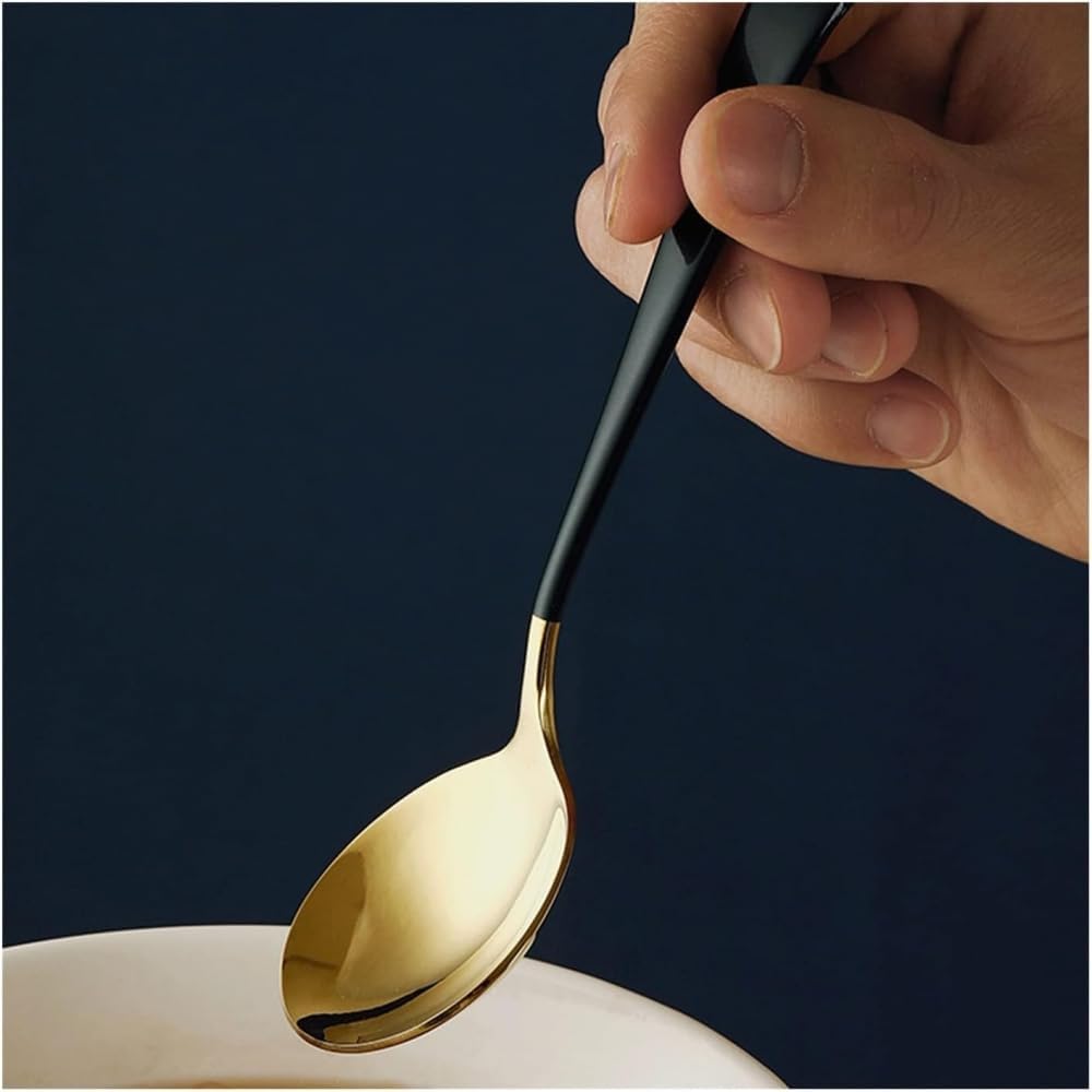 Dessert Spoon,Spoon 304 Stainless Steel Spoon Household Rice Spoon Spoon Long Handle Salad Dessert Spoon Serving spoon -Green
