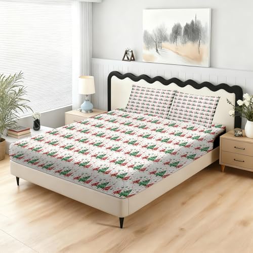 Weihnachtsbaum Spannbetttuch 140x200cm, Weihnachts Zuckerstange...