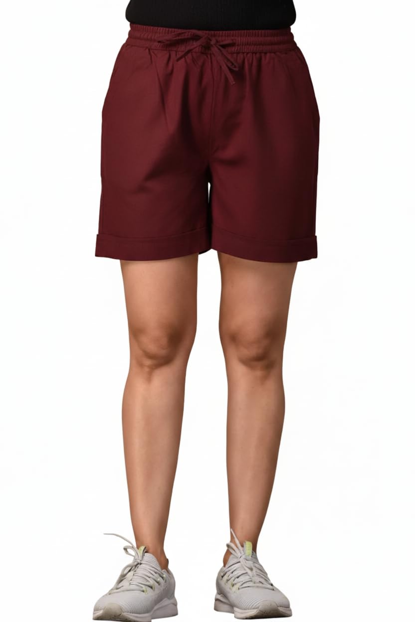 Women Cotton Shorts for Women Regular Fit Knee Length Casual Cargo Style Girls Short Evening Lounge Wear