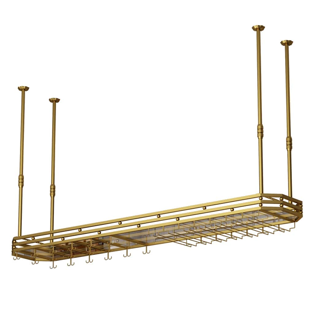 Generico portavini,Arredamento Bar Casa Industriale con Portaoggetti per Occhiali Portabottiglie Regolabile in Metallo Vintage per Bar/Cucina/Armadio Glod Scaffale Organizzatore/100Cm (120cm) (100cm)