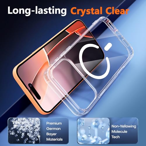 Image of Magnetic for iPhone 17 Pro Max Case with Privacy Screen Protector,[Non-Yellowing] Shockproof Clear Phone Case Compatible with MagSafe Women Girls for iPhone 17 ProMax 5g 2025,Transparent