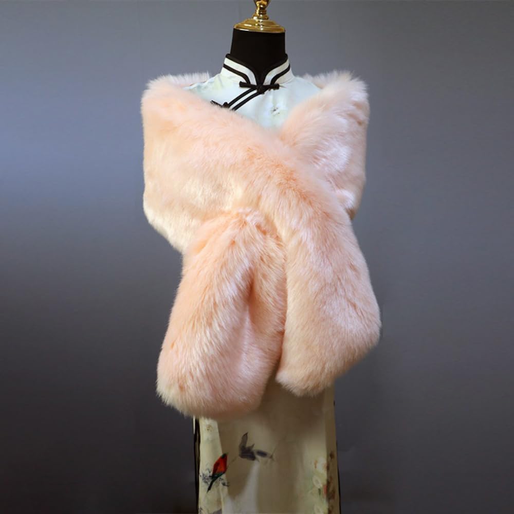 Sciarpa in pelliccia sintetica morbida e calda stole per la sposa, per la sera, per l'inverno, lunga, Shawl Shrug Faux Fur Scarf Wrap, per sposa, matrimonio, festival, Natale, nero, 160 cm