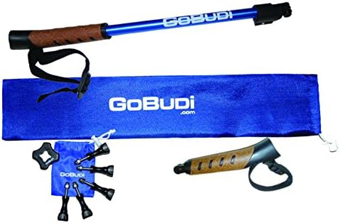 GOBUDi Accessory Kit Compatible with All GoPro Models | Includes A Blue GOBUDi Adjustable Pole, B Steady Grip, C 5 Pack Extra Bolts with Mini Gear Bag and Wrench/Compatible with All GoPro Models