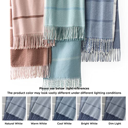 Bedsure Blue Throw Blanket With Tassel Woven Striped Cozy Soft Lightweight Plaid Decorative Blankets Knit Blanket For Couch Chair Bed Sofa In Spring Summer 50" X 60" #TOP6