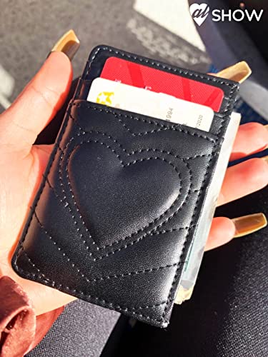 Quilted Leather Card Holder Wallet For Women - Black #TOP3