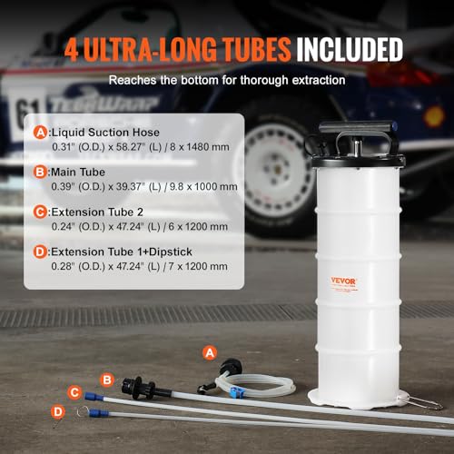 Image of VEVOR 6.5L Manual Fluid Extractor Pump, Oil Changer Vacuum Fluid Extractor, Oil Extractor Change Pump for Automotive, Oil Change & Fluid Change Tool with Dipstick and Suction Hose (6.5L)