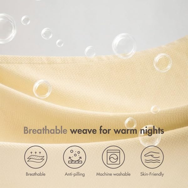 Image of Madison Park 100% Egyptian Cotton Twin Size Bed Blanket for Summer, Yellow | Cozy Soft Breathable Durable, Micro Herringbone Weave Casual, Lightweight Knit All Season Throw for Bed Couch, Sofa, OEKO TEX