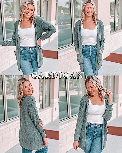 Image of STYLEWORD Women's Fashion Cardigan Sweater Lightweight Open Front Long Casual Beach Kimonos Outfits with Pockets
