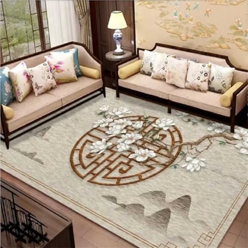Tapis de salon de style chinois sur mesure gris et antidérapant - 2