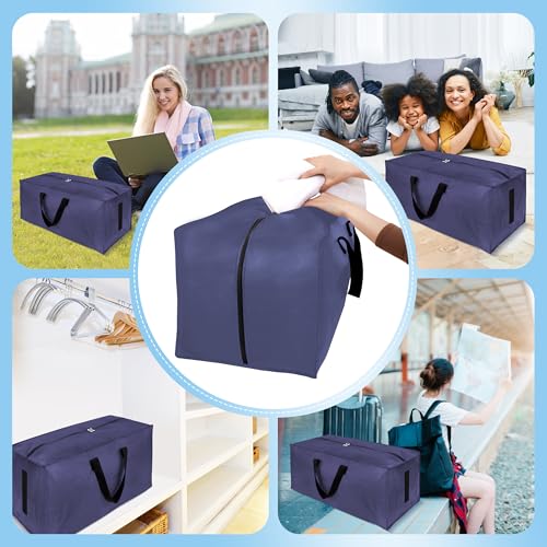 Image of HOMESURE 12 Pack Large Strong Moving Bags with Zippers & Carrying Handles - Water-Resistant - Heavy Duty Storage Tote for Space Saving, Fold Flat, Alternative to Moving Box (Blue)