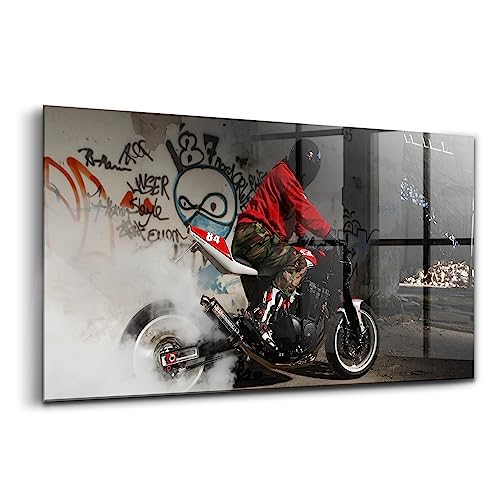 Peinture murale moto verre d'art déco salon contemporain Wallfluent