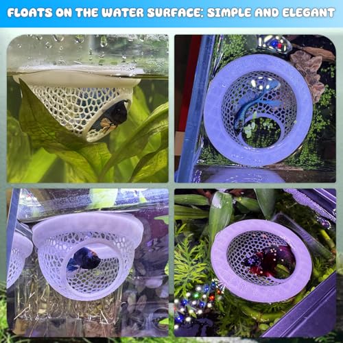 Image of Floating Betta Hide & Shrimp Cave - All-in-One Aquarium Hammock, Feeder, and Safe Resting Spot for Stress-Free Fish Tanks