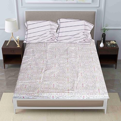 Image of Pure Source India Pure Cotton Elegance Bedding Set, Dreamy Cotton Comfort Double Bed Sheet with Pillow Covers (Green Pink Jhoomar)