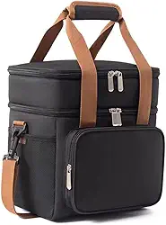 Bolsa Térmica Marmita Lancheira Grande Espaçosa Dois Compartimentos Alça Ajustável Unissex Lanches Trabalho Passeio praia piscina bebidas super discreta premium (preta)