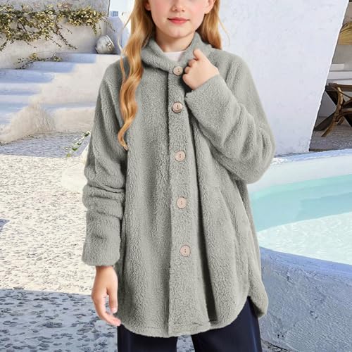 Girls' Outerwear Jackets Kids Cozy Winter Soft Fleece Zip up Hoodie Coat with Pockets 5-14 years2