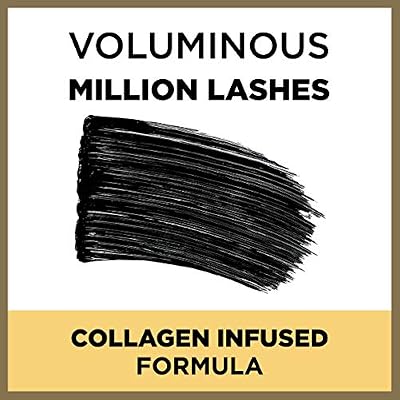 LOreal Paris Makeup Voluminous Million Lashes Mascara, Volumizing Collagen Infused Eye Makeup, Amplifying Mascara Brush, Waterproof, Black, 0.32 Fl Oz., 1 Count