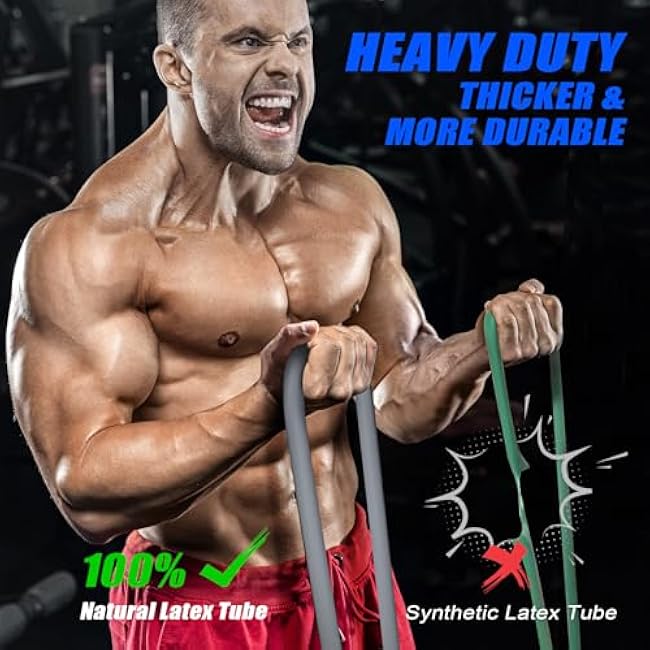 Heavy Resistance Bands for Working Out, 350lbs/450lbs Exercise Bands with Handles, Workout Bands Set for Men, Fitness Weight Bands for Muscle Strength Training, Stretching, Slim, Home Gym Equipment