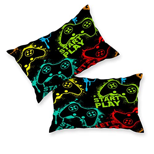 YUANZU Gamer Bedding Set Double for Kids Boys Teens Duvet Cover Set 3 Pieces Silhouette Gamepad Joystick Game Printed Soft Microfiber Quilt Cover with Zipper Closure (200 x 200 cm & 2Pillowcase) - Image 3