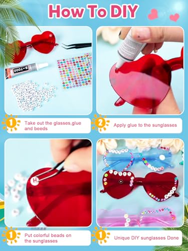 20 Pairs DIY Heart Shaped Sunglasses for Women Girl Colorful Rainbow Glasses Rimless Fun Trendy Transparent Heart Sunglasses Party Favors4