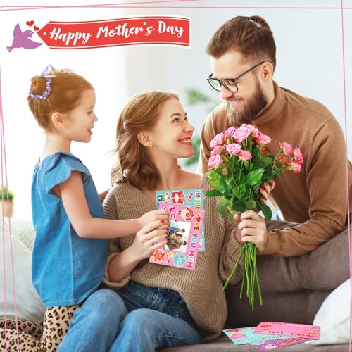 Pasimy 36 Pcs Mother\'s Day Picture Frames Craft Kits Include Pure Color Cardboard Picture Frames Mother\'s Day Sticker DIY Handmade Craft Photo Frame Decorate Gifts for Mother\'s Day Home Party - Thumbnail 5