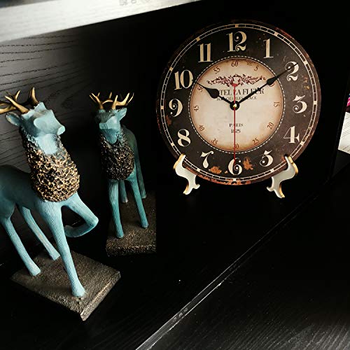 Mrocioa 12 Inch Round Black Paris Decorative Wall Clock With Big Arab Numerals, Retro Wood Wall Clocks For Living Room,Office And Kitchen,Colorful Quality Quartz Quiet Round Hanging Clock #TOP6