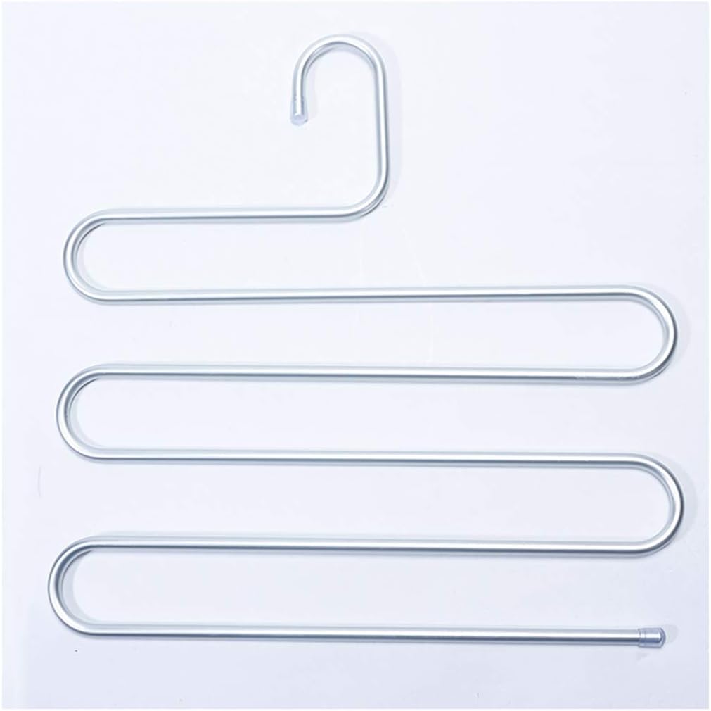 Laundry Rack, Pants Hangers, S-Type 5 Layers Trouser Hangers Space Saving Multi-Purpose Stainless Steel Scarf Hanger Aluminum Alloy