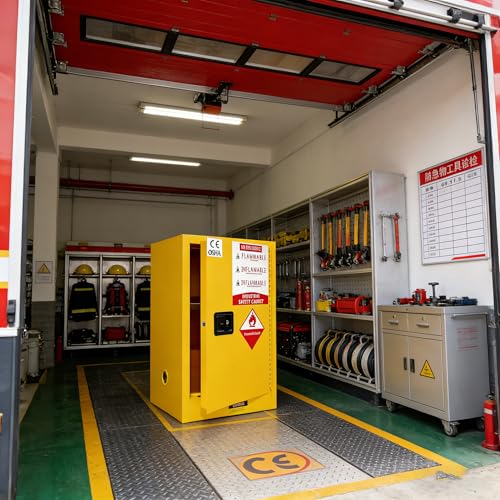 POWKOL 79 Gallon Flammable Liquid Storage Cabinet Fireproof Metal Cabinet with 3 Point Lock, Adjustable Shelves for Industrial, Scientific, Warehouse Use
