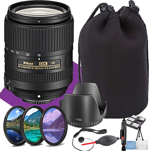 Nikon AF-S DX NIKKOR 18-300mm f/3.5-6.3G ED Vibration Reduction Zoom Lens with Auto Focus + Acessory Bundle and Cleaning Kit