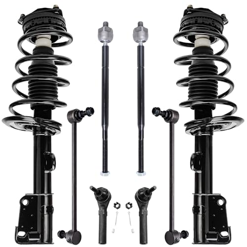 Image of Detroit Axle - 8pc Front Suspension Kit for 2008-2010 Dodge Grand Caravan Chrysler Town & Country, Ready Struts w /Coil Spring Assembly Sway Bars Inner Outer Tie Rods Replacement Struts Shocks