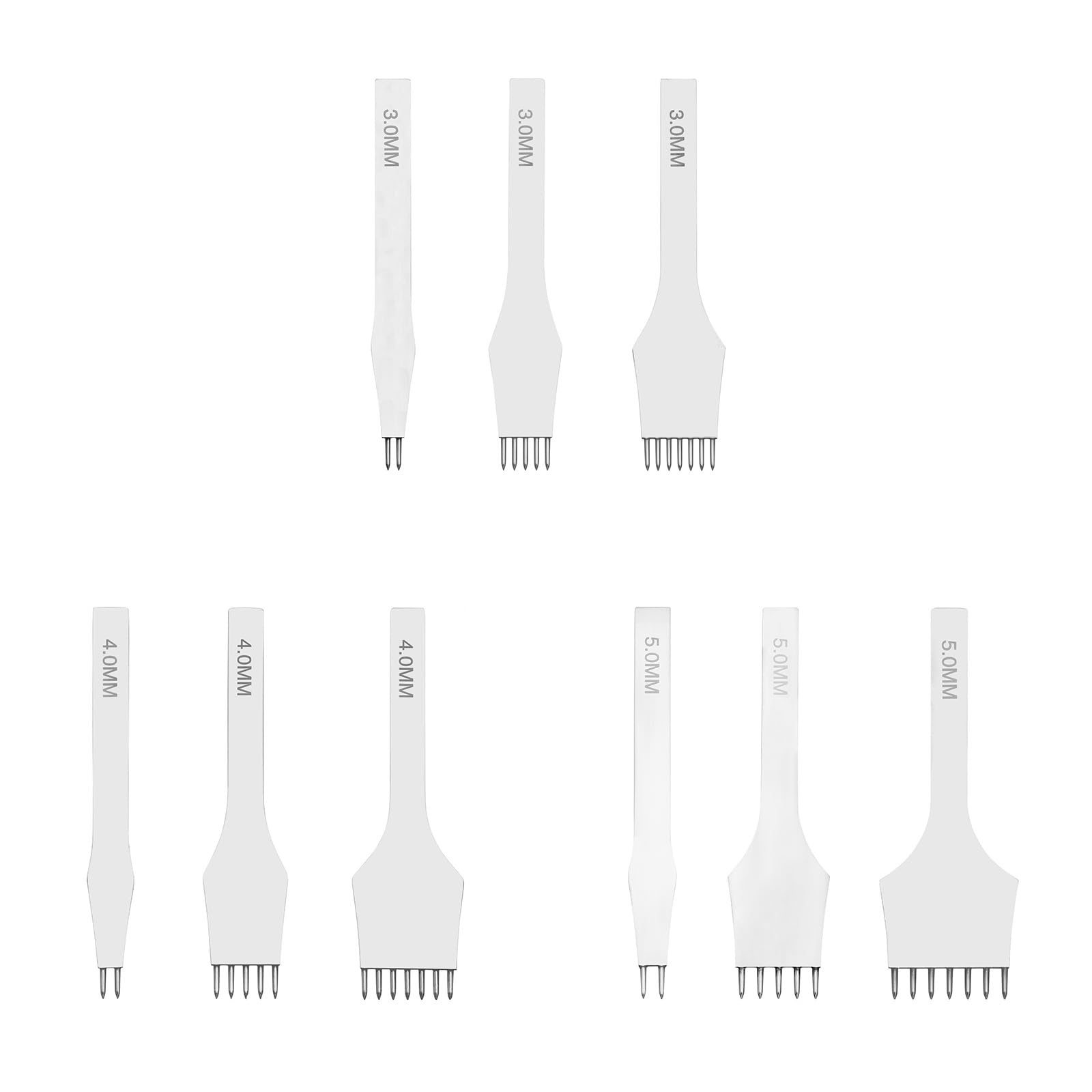 Herramienta para Manualidades, Herramienta de perforación de 2/5 / 7 Puntas, Punzones de Costura con Cordones, 3mm, 4mm, 5mm, perforadoras para Manualidades de