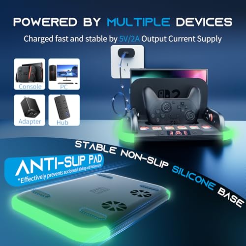 HEYSTOP Switch 2 Ladestation mit Joycon-Ladestation zum Aufladen des Nintendo Switch 2 Pro-Controllers Ladegerät Aufbewahrungs Zubehör Set mit TV-Dock und 6 Spielkarten-Aufbewahrungsfächern – Bild 7