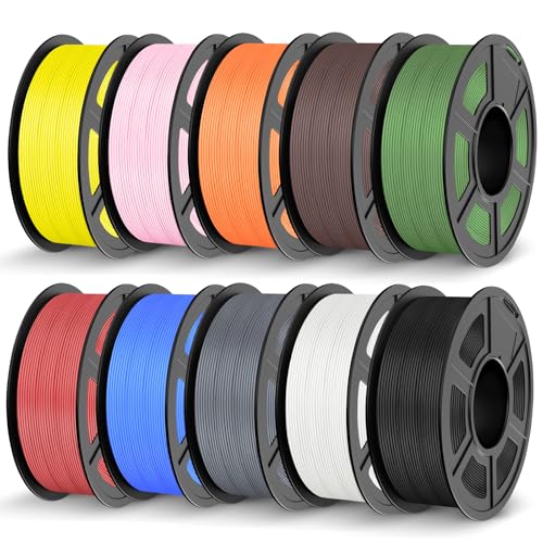 Image of JAYO PLA 3D Printer Filament Bundle 11KG, PLA Filament 1.75mm Bulk, 10 Pack 1.1kg Spool (Black,White,Gray,Pri-Cyan,Cherry Red,Olive Green,Sunny Orange,Pri-Yellow,Sakura Pink,Chocolate)