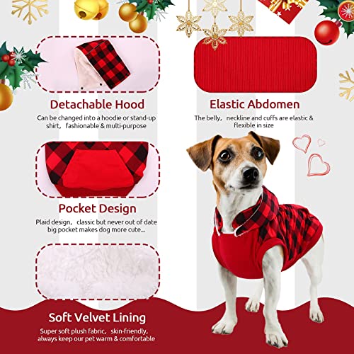 Dog Winter Coat Cold Weather British Plaid Dog Clothes For Small Medium Dogs，Warm Pet Dog Jacket With Detachable Hood And Soft Fleece Lining，Windproof Pet Vest Fuzzy Outwear (Xs：chest Girth=14.2") #TOP2