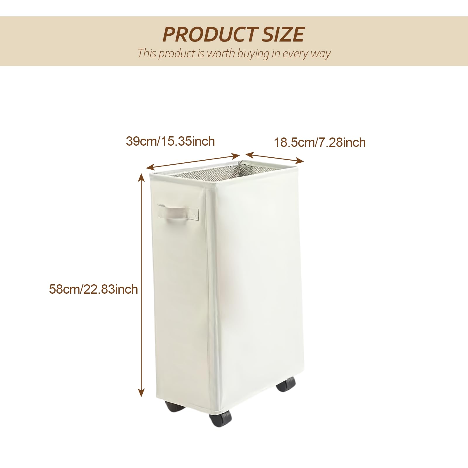 Cesto Ropa Sucia con Ruedas: WIYETY Cesto Plegable 4 Piezas Ruedas y 1 Piezas Frenos, Cestos para la Colada con Ruedas para La Ropa Sucia para Toallas de Baño, Equipos de Fitness, Sombrillas (Beige)