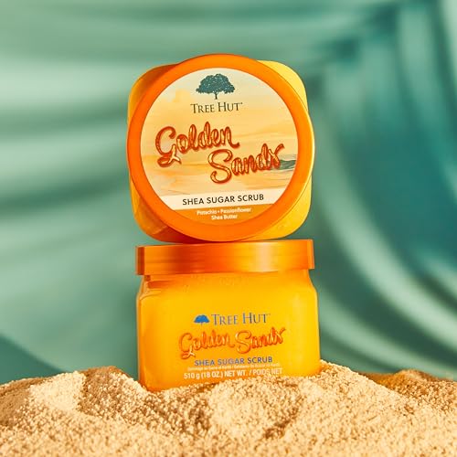 Image of Tree Hut Golden Sands Shea Sugar Scrub, Exfoliating, Hydrating & Moisturizing Body Scrub with Shea Butter & Nourishing Essential Oils, Smooth & Soften Skin, 18 oz
