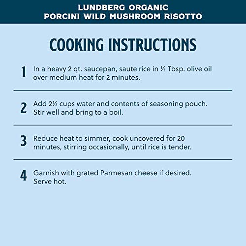Lundberg Family Farms - Traditional Italian Risotto, Porcini Wild Mushroom, Convenient Side Dish, 20 Minute Cook Time, Pantry Staple, Non-Gmo, Gluten-Free, Usda Certified Organic (5.9 Oz, 6-Pack) #TOP6
