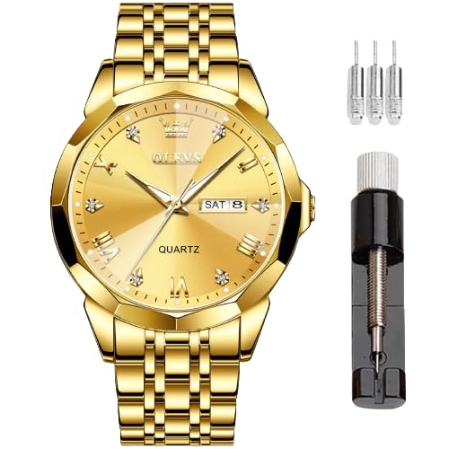 OLEVS Men Multifunction Watch, Multi Dial Waterproof Luminous Chronograph Watch with Date,Stainless Steel Watches