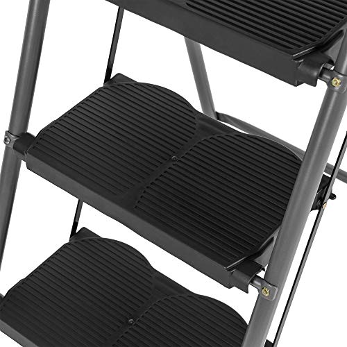 Best Choice Products Portable Folding 3-Step Ladder w/Rubber Feet Caps, 330lb Capacity