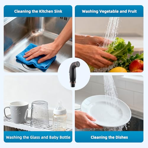 Image of Universal Kitchen Sink Side Sprayer Compatible with Moen, Oil-Rubbed Bronze | NSF /ANSI /CAN 372 Certified, Kitchen Sink Faucet Sprayer Attachment with Quick Connectors /Hose /Holder, Pull-Out Sprayer Nozzle