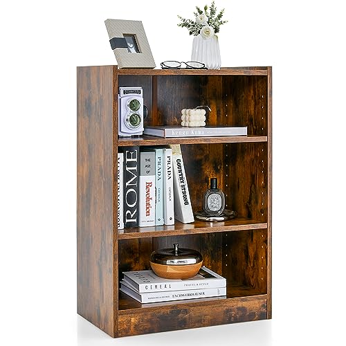 KOMFOTTEU Bibliothèque en Bois à 3 Niveaux Ouverts, Armoire Base avec Étagères réglables, Meuble de Rangement, Ddispositif Anti-retournement, pour Salon,...