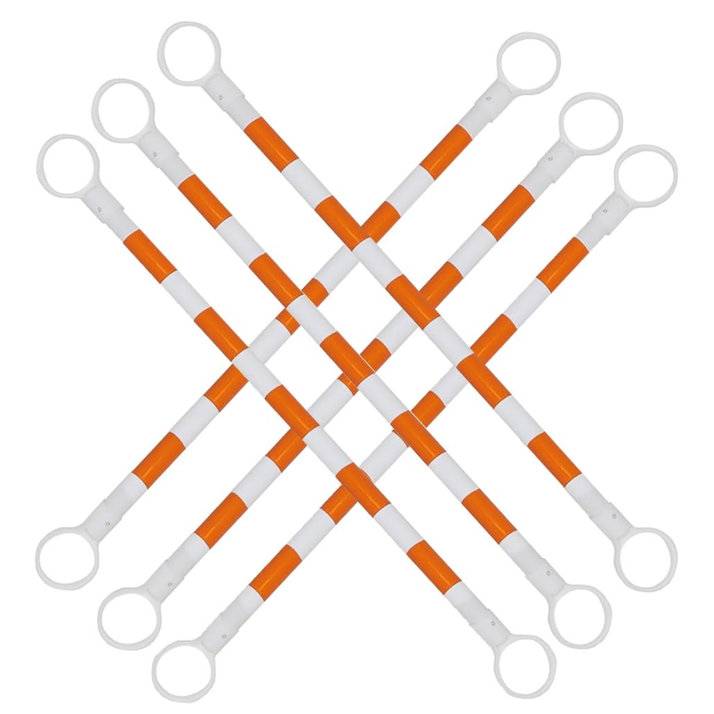 SGKOMN 12 Packs 5.2-9.8 Ft Adjustable Traffic Cone Bar, Retractable Safety Barrier for Road Construction, Work Zones, Events - Expandable Safety Caution Tape, Orange and White-6pcs