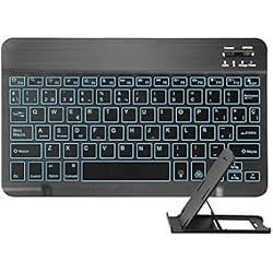 Tablet Hablando Sola De 9 Con Teclado Feelkaeu CostaCloud Teclado Inalámbrico Recargable Portátil para Cualquier Sistema iOS,Android y Windows,Tablets y Teléfonos Inteligentes (Retroiluminado con Soporte)