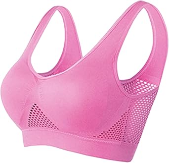 SHAOBGE Breathable Anti-Sagging Sports Bra for Women Plus Size Wireless Bras with Cooling Lift-Up Air Tech Mesh High Support