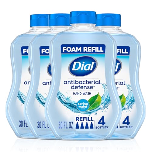 Image of Dial Antibacterial Defense Foaming Hand Soap + Aloe, Spring Water Scent, 30 Fl Oz Hand Soap Refill (4 Pack), Dermatologist-Tested, Gentle on Skin
