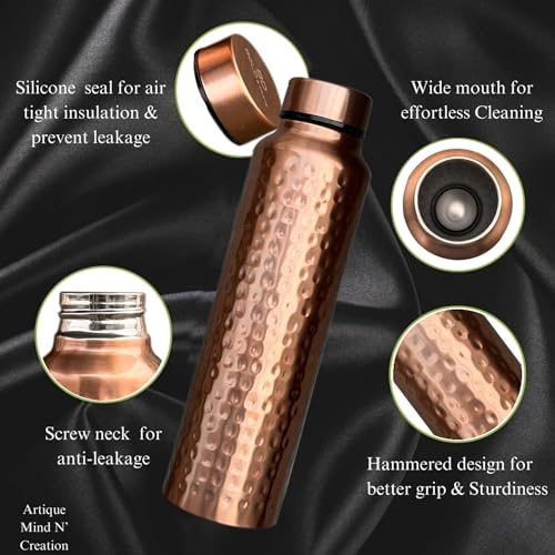 Image of Copper Plated Stainless Steel Water Bottle | 32 OZ NON-Insulated Single Walled Stainless Steel Sports Water Bottle for Cyclists, Runners, Hikers, Beach Goers, Picnics, Camping