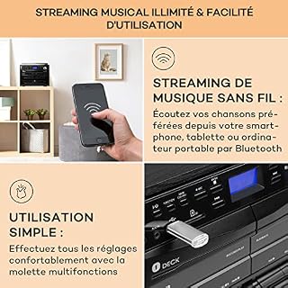 Auna Platine Vinyle Bluetooth, Tourne Disque Vinyle CD USD Bluetooth avec Haut Parleur, Tourne-disques Audio Vinyle 33… – Image 5