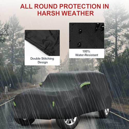 Image of Car Cover for Jeep Wrangler JK JL YJ TJ 4 Door,6 Layers Waterproof All Weather Car Covers for Automobiles,Outdoor Full Exterior Cover,Rain,Sun,Wind,UV Protection(Black)